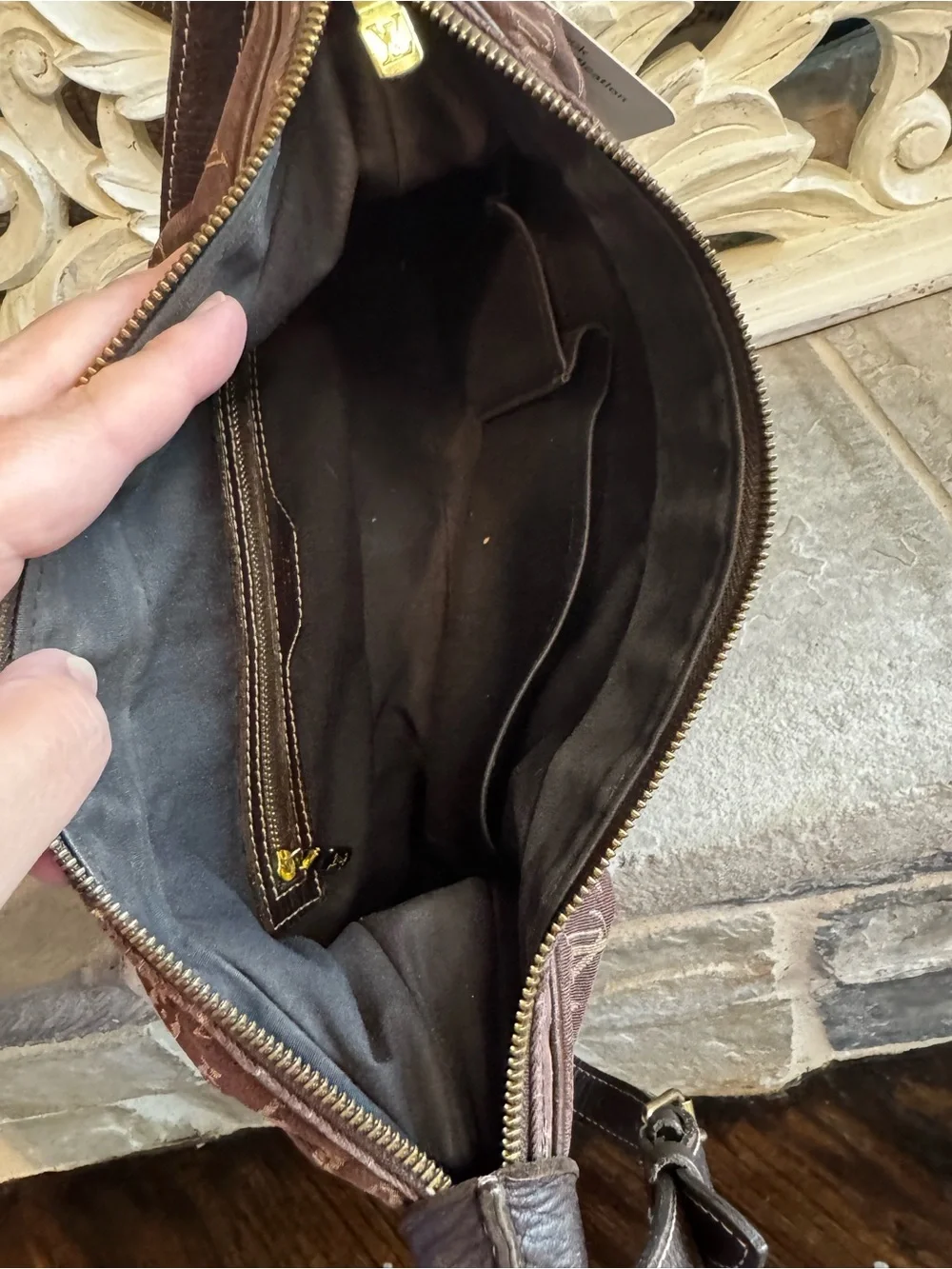 Louis Vuitton Monogram Minilin Shoulder Hobo in Dark Brown with COA